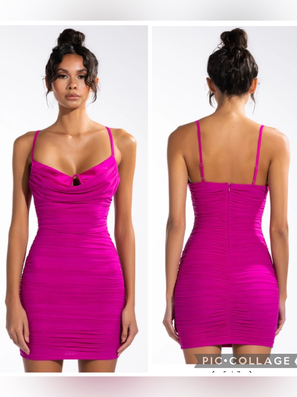AKIRA Hot Pink Ruched Mini Dress with Spaghetti Straps size XL